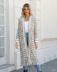 Fringed long cardigan coat-D788 | Inspanda