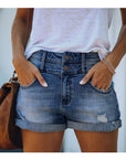 Ripped hem denim shorts-D133 | Inspanda