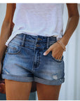 Ripped hem denim shorts-D133 | Inspanda