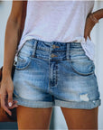 Ripped hem denim shorts-D133 | Inspanda