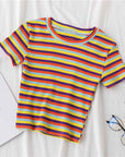 Rainbow Stripe Cropped Top-D750 | Inspanda