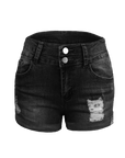 Ripped hem denim shorts-D133 | Inspanda