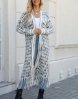 Fringed long cardigan coat-D788 | Inspanda