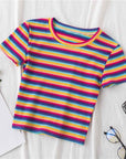 Rainbow Stripe Cropped Top-D750 | Inspanda