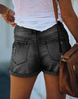 Ripped hem denim shorts-D133 | Inspanda