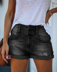 Ripped hem denim shorts-D133 | Inspanda