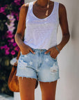 Holes & Stars denim shorts-D127 | Inspanda