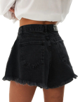 Baggy denim shorts with fringe-D136 | Inspanda