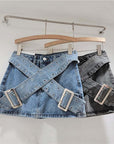 Vintage Denim Pleated Skirt-D844 | Inspanda