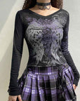 Gothic feather print top-D835 | Inspanda