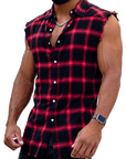 Sleeveless plaid shirt-D685 | Inspanda