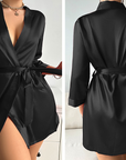 Drawstring satin bridal robe-D15 | Inspanda