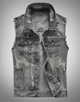 Ripped denim vest-D684 | Inspanda