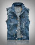 Ripped denim vest-D681 | Inspanda