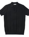 Striped zip-up polo shirt-D180