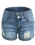 Ripped hem  denim shorts-D133 | Inspanda