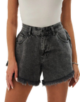 Baggy denim shorts with fringe-D136 | Inspanda