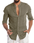 V-neck linen cardigan shirt-D191 | Inspanda