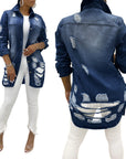 Long denim jacket-D691 | Inspanda