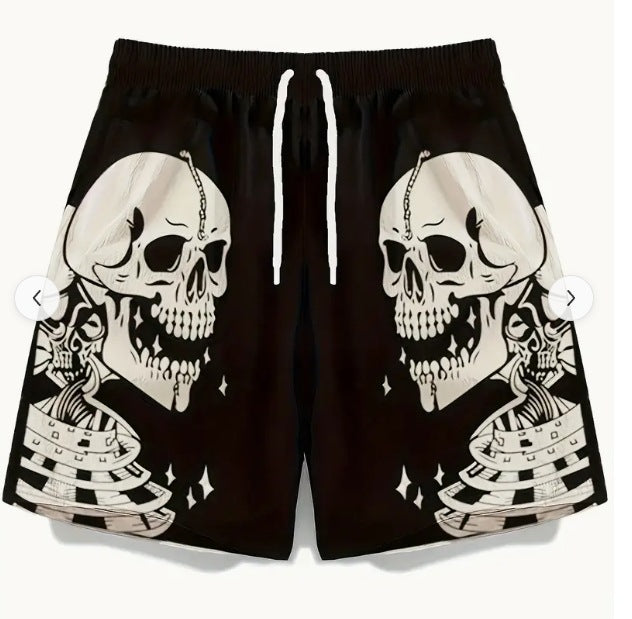 Skeleton finger &amp; paisley pattern shorts-D773 | Inspanda