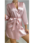 Drawstring satin bridal robe-D15 | Inspanda