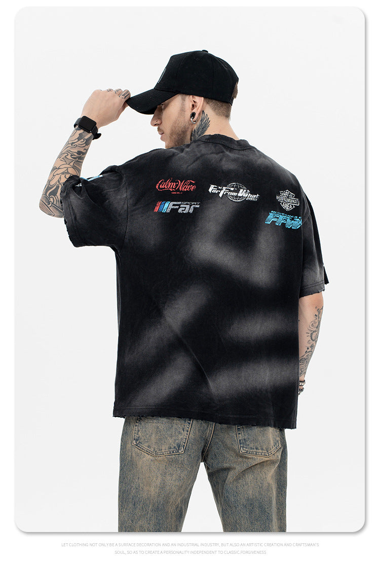 Distressed racing T-shirt-D524 | Inspanda