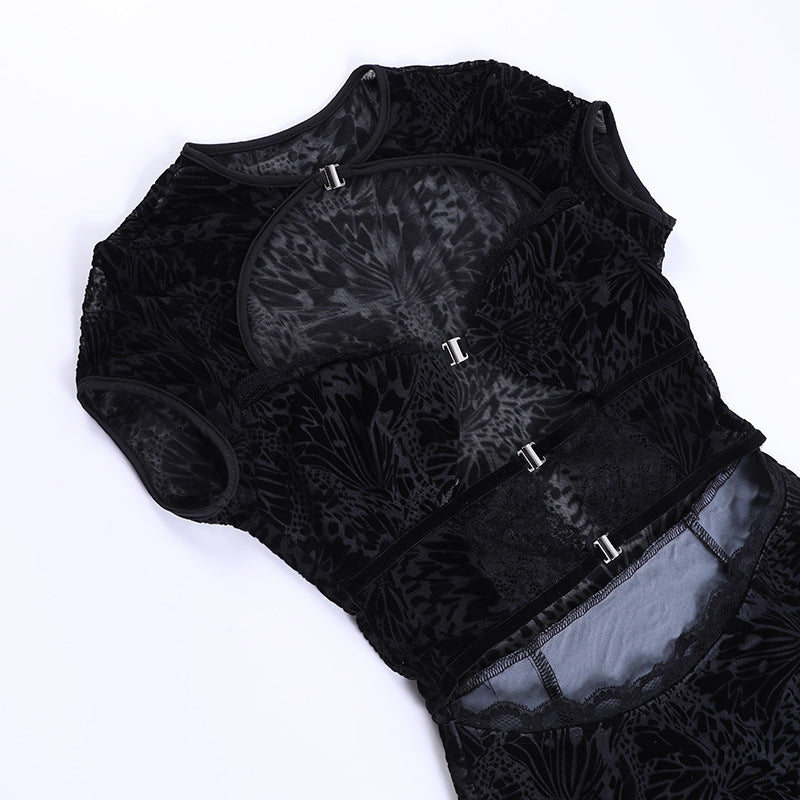 Black jacquard top-D54 | Inspanda