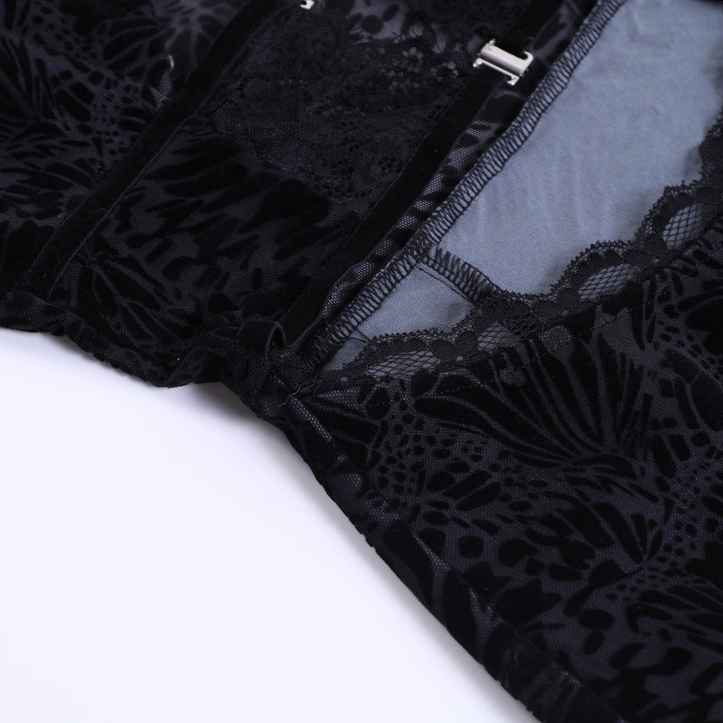 Black jacquard top-D54 | Inspanda