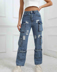 Ripped jeans with pockets-D560 | Inspanda