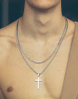 Double cross silver chain-D697 | Inspanda