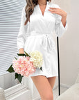 Drawstring satin bridal robe-D15 | Inspanda