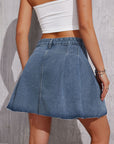 Vintage Denim Pleated Skirt-D843 | Inspanda