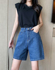 High-rise denim shorts-D813 | Inspanda