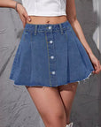 Vintage Denim Pleated Skirt-D843 | Inspanda