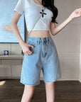 High-rise denim shorts-D813 | Inspanda