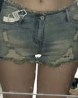 Vintage ripped denim shorts-D530 | Inspanda